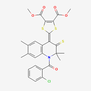 dimethyl 2-{1-[(2-chlorophenyl)carbonyl]-2,2,6,7-tetramethyl-3-thioxo-2,3-dihydroquinolin-4(1H)-ylidene}-1,3-dithiole-4,5-dicarboxylate