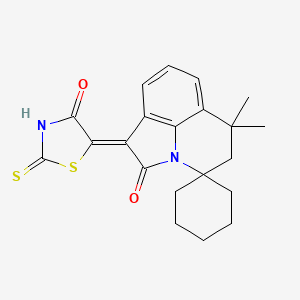 (1'Z)-6',6'-dimethyl-1'-(4-oxo-2-thioxo-1,3-thiazolidin-5-ylidene)-5',6'-dihydrospiro[cyclohexane-1,4'-pyrrolo[3,2,1-ij]quinolin]-2'(1'H)-one