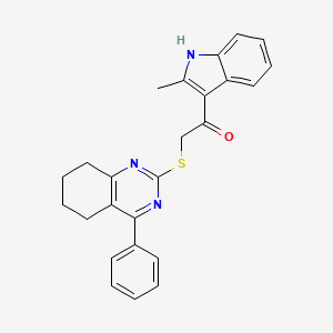 molecular formula C25H23N3OS B11034184 1-(2-methyl-1H-indol-3-yl)-2-[(4-phenyl-5,6,7,8-tetrahydroquinazolin-2-yl)sulfanyl]ethanone 