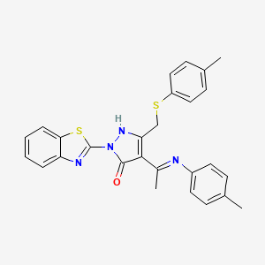 (4E)-2-(1,3-benzothiazol-2-yl)-4-{1-[(4-methylphenyl)amino]ethylidene}-5-{[(4-methylphenyl)sulfanyl]methyl}-2,4-dihydro-3H-pyrazol-3-one