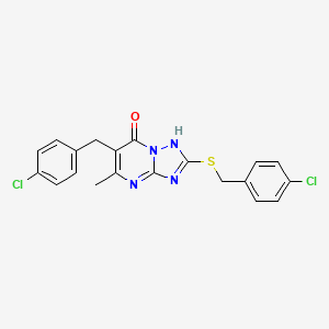 molecular formula C20H16Cl2N4OS B11034242 6-(4-chlorobenzyl)-2-[(4-chlorobenzyl)sulfanyl]-5-methyl[1,2,4]triazolo[1,5-a]pyrimidin-7(4H)-one 