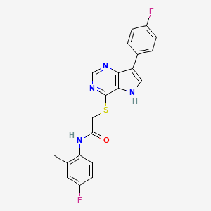 molecular formula C21H16F2N4OS B11034258 N-(4-fluoro-2-methylphenyl)-2-{[7-(4-fluorophenyl)-5H-pyrrolo[3,2-d]pyrimidin-4-yl]sulfanyl}acetamide 