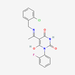 molecular formula C19H15ClFN3O3 B11034271 (5E)-5-{1-[(2-chlorobenzyl)amino]ethylidene}-1-(2-fluorophenyl)pyrimidine-2,4,6(1H,3H,5H)-trione 