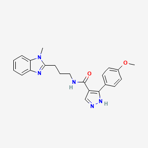 molecular formula C22H23N5O2 B11034416 3-(4-methoxyphenyl)-N-[3-(1-methyl-1H-benzimidazol-2-yl)propyl]-1H-pyrazole-4-carboxamide 