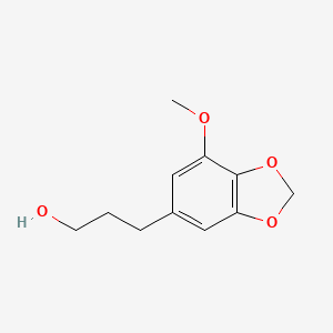 molecular formula C11H14O4 B11034466 3-(7-Methoxy-1,3-benzodioxol-5-YL)-1-propanol 