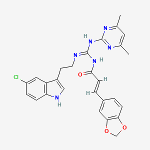 (2E)-3-(1,3-benzodioxol-5-yl)-N-{(E)-{[2-(5-chloro-1H-indol-3-yl)ethyl]amino}[(4,6-dimethylpyrimidin-2-yl)amino]methylidene}prop-2-enamide