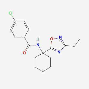 molecular formula C17H20ClN3O2 B11034491 4-chloro-N-[1-(3-ethyl-1,2,4-oxadiazol-5-yl)cyclohexyl]benzamide 