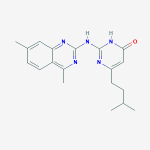 molecular formula C19H23N5O B11034516 2-[(4,7-dimethylquinazolin-2-yl)amino]-6-(3-methylbutyl)pyrimidin-4(3H)-one 