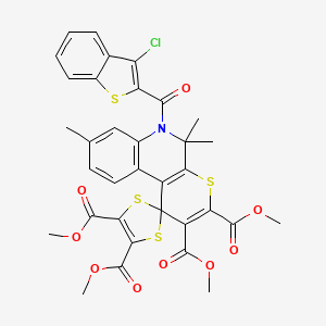 Tetramethyl 6'-[(3-chloro-1-benzothiophen-2-yl)carbonyl]-5',5',8'-trimethyl-5',6'-dihydrospiro[1,3-dithiole-2,1'-thiopyrano[2,3-c]quinoline]-2',3',4,5-tetracarboxylate