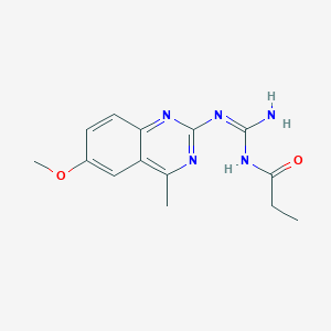 molecular formula C14H17N5O2 B11034522 N-{(E)-amino[(6-methoxy-4-methylquinazolin-2-yl)amino]methylidene}propanamide 