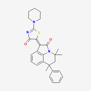 (1Z)-4,4,6-trimethyl-1-[4-oxo-2-(piperidin-1-yl)-1,3-thiazol-5(4H)-ylidene]-6-phenyl-5,6-dihydro-4H-pyrrolo[3,2,1-ij]quinolin-2(1H)-one