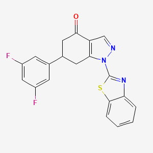 molecular formula C20H13F2N3OS B11034567 1-(1,3-benzothiazol-2-yl)-6-(3,5-difluorophenyl)-1,5,6,7-tetrahydro-4H-indazol-4-one 