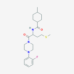 molecular formula C23H34FN3O2S B11034614 N-{1-[4-(2-fluorophenyl)piperazin-1-yl]-4-(methylsulfanyl)-1-oxobutan-2-yl}-4-methylcyclohexanecarboxamide 