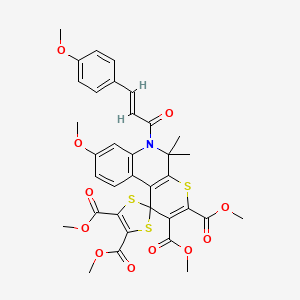 molecular formula C35H33NO11S3 B11034647 tetramethyl 8'-methoxy-6'-[(2E)-3-(4-methoxyphenyl)prop-2-enoyl]-5',5'-dimethyl-5',6'-dihydrospiro[1,3-dithiole-2,1'-thiopyrano[2,3-c]quinoline]-2',3',4,5-tetracarboxylate 