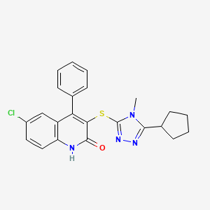 6-chloro-3-[(5-cyclopentyl-4-methyl-4H-1,2,4-triazol-3-yl)sulfanyl]-4-phenylquinolin-2(1H)-one