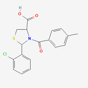 molecular formula C18H16ClNO3S B11034704 2-(2-Chlorophenyl)-3-[(4-methylphenyl)carbonyl]-1,3-thiazolidine-4-carboxylic acid 