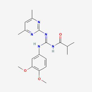 molecular formula C19H25N5O3 B11034725 N-[N'-(3,4-dimethoxyphenyl)-N-(4,6-dimethylpyrimidin-2-yl)carbamimidoyl]-2-methylpropanamide 