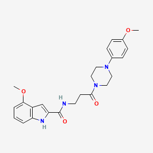 molecular formula C24H28N4O4 B11034739 4-methoxy-N-{3-[4-(4-methoxyphenyl)piperazin-1-yl]-3-oxopropyl}-1H-indole-2-carboxamide 