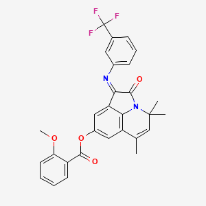 molecular formula C29H23F3N2O4 B11034741 (1Z)-4,4,6-trimethyl-2-oxo-1-{[3-(trifluoromethyl)phenyl]imino}-1,2-dihydro-4H-pyrrolo[3,2,1-ij]quinolin-8-yl 2-methoxybenzoate 