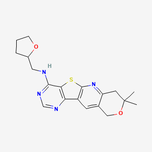 5,5-dimethyl-N-(oxolan-2-ylmethyl)-6-oxa-17-thia-2,12,14-triazatetracyclo[8.7.0.03,8.011,16]heptadeca-1,3(8),9,11,13,15-hexaen-15-amine