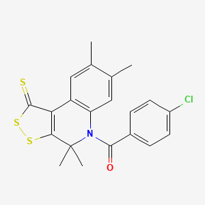 (4-chlorophenyl)(4,4,7,8-tetramethyl-1-thioxo-1,4-dihydro-5H-[1,2]dithiolo[3,4-c]quinolin-5-yl)methanone