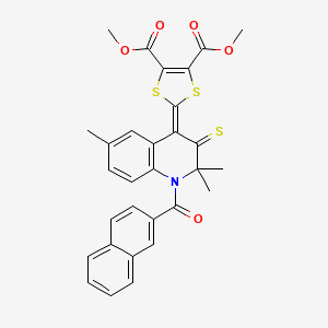 molecular formula C30H25NO5S3 B11034856 dimethyl 2-[2,2,6-trimethyl-1-(naphthalen-2-ylcarbonyl)-3-thioxo-2,3-dihydroquinolin-4(1H)-ylidene]-1,3-dithiole-4,5-dicarboxylate 