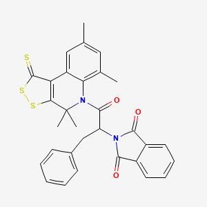 molecular formula C31H26N2O3S3 B11034874 2-[1-benzyl-2-oxo-2-(4,4,6,8-tetramethyl-1-thioxo-1,4-dihydro-5H-[1,2]dithiolo[3,4-c]quinolin-5-yl)ethyl]-1H-isoindole-1,3(2H)-dione 