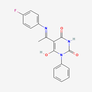 (5Z)-5-{1-[(4-fluorophenyl)amino]ethylidene}-6-hydroxy-3-phenylpyrimidine-2,4(3H,5H)-dione