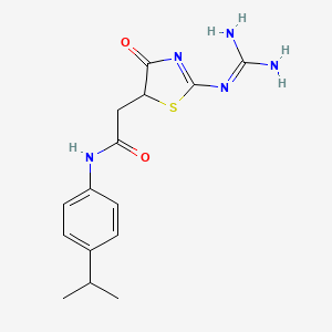 molecular formula C15H19N5O2S B11034977 2-(2-carbamimidamido-4-oxo-4,5-dihydro-1,3-thiazol-5-yl)-N-[4-(propan-2-yl)phenyl]acetamide 