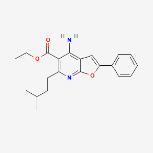 molecular formula C21H24N2O3 B11035034 Ethyl 4-amino-6-(3-methylbutyl)-2-phenylfuro[2,3-b]pyridine-5-carboxylate 