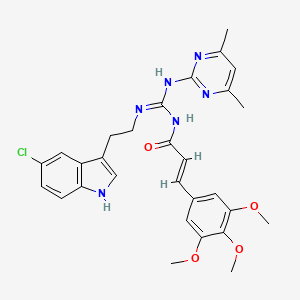 (2E)-N-{(E)-{[2-(5-chloro-1H-indol-3-yl)ethyl]amino}[(4,6-dimethylpyrimidin-2-yl)amino]methylidene}-3-(3,4,5-trimethoxyphenyl)prop-2-enamide