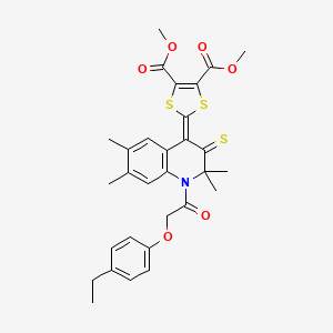 molecular formula C30H31NO6S3 B11035091 dimethyl 2-{1-[(4-ethylphenoxy)acetyl]-2,2,6,7-tetramethyl-3-thioxo-2,3-dihydroquinolin-4(1H)-ylidene}-1,3-dithiole-4,5-dicarboxylate 