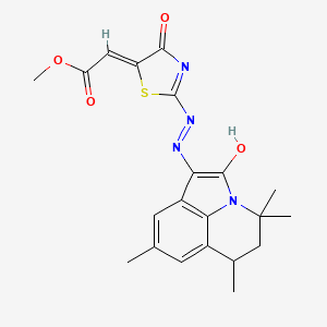 Methyl {4-oxo-2-[2-(4,4,6,8-tetramethyl-2-oxo-5,6-dihydro-4H-pyrrolo[3,2,1-IJ]quinolin-1(2H)-ylidene)hydrazino]-1,3-thiazol-5(4H)-ylidene}acetate