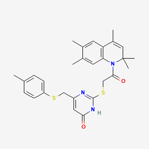 2-[(4-hydroxy-6-{[(4-methylphenyl)sulfanyl]methyl}pyrimidin-2-yl)sulfanyl]-1-(2,2,4,6,7-pentamethylquinolin-1(2H)-yl)ethanone