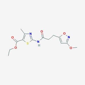 Ethyl 2-{[3-(3-methoxy-1,2-oxazol-5-yl)propanoyl]amino}-4-methyl-1,3-thiazole-5-carboxylate