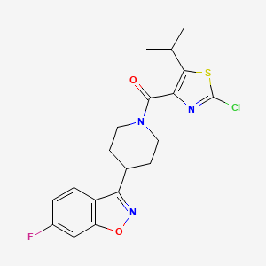 molecular formula C19H19ClFN3O2S B11035206 [2-Chloro-5-(propan-2-yl)-1,3-thiazol-4-yl][4-(6-fluoro-1,2-benzoxazol-3-yl)piperidin-1-yl]methanone 