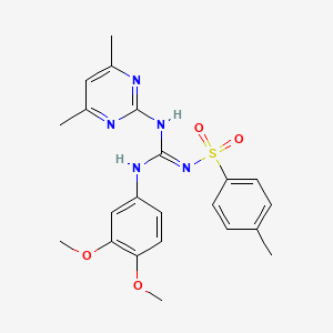 molecular formula C22H25N5O4S B11035253 N-{(Z)-[(3,4-dimethoxyphenyl)amino][(4,6-dimethylpyrimidin-2-yl)amino]methylidene}-4-methylbenzenesulfonamide 