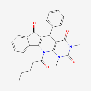 5,7-dimethyl-9-pentanoyl-2-phenyl-5,7,9-triazatetracyclo[8.7.0.03,8.011,16]heptadeca-1(10),3(8),11,13,15-pentaene-4,6,17-trione