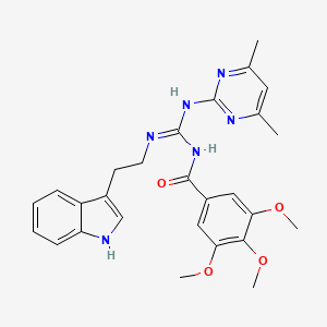 molecular formula C27H30N6O4 B11035293 N-[(Z)-[(4,6-dimethylpyrimidin-2-yl)amino]{[2-(1H-indol-3-yl)ethyl]amino}methylidene]-3,4,5-trimethoxybenzamide 