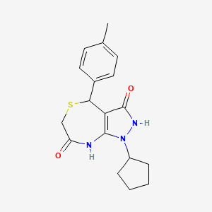 1-cyclopentyl-7-hydroxy-4-(4-methylphenyl)-1,2,4,6-tetrahydro-3H-pyrazolo[3,4-e][1,4]thiazepin-3-one