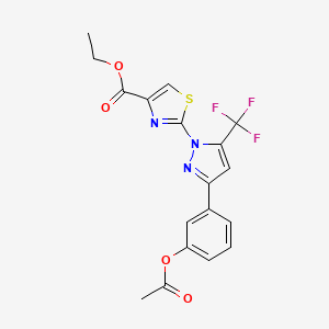 molecular formula C18H14F3N3O4S B11035384 ethyl 2-[3-[3-(acetyloxy)phenyl]-5-(trifluoromethyl)-1H-pyrazol-1-yl]-1,3-thiazole-4-carboxylate 