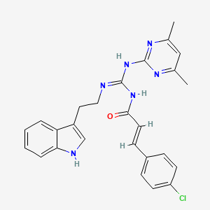 (2E)-3-(4-chlorophenyl)-N-[(E)-[(4,6-dimethylpyrimidin-2-yl)amino]{[2-(1H-indol-3-yl)ethyl]amino}methylidene]prop-2-enamide