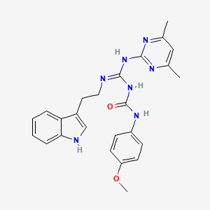 1-[(E)-[(4,6-dimethylpyrimidin-2-yl)amino]{[2-(1H-indol-3-yl)ethyl]amino}methylidene]-3-(4-methoxyphenyl)urea