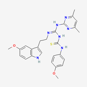 1-[(E)-[(4,6-dimethylpyrimidin-2-yl)amino]{[2-(5-methoxy-1H-indol-3-yl)ethyl]amino}methylidene]-3-(4-methoxyphenyl)thiourea