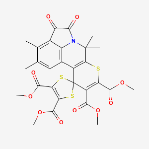 tetramethyl 2',3',7',7'-tetramethyl-4',5'-dioxo-4',5'-dihydro-7'H-spiro[1,3-dithiole-2,11'-pyrrolo[3,2,1-ij]thiopyrano[2,3-c]quinoline]-4,5,9',10'-tetracarboxylate