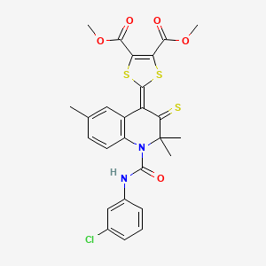 dimethyl 2-{1-[(3-chlorophenyl)carbamoyl]-2,2,6-trimethyl-3-thioxo-2,3-dihydroquinolin-4(1H)-ylidene}-1,3-dithiole-4,5-dicarboxylate