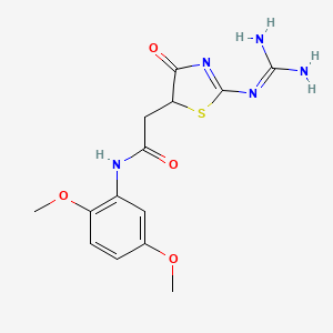 2-(2-carbamimidamido-4-oxo-4,5-dihydro-1,3-thiazol-5-yl)-N-(2,5-dimethoxyphenyl)acetamide