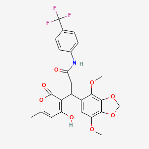 3-(4,7-dimethoxy-1,3-benzodioxol-5-yl)-3-(4-hydroxy-6-methyl-2-oxo-2H-pyran-3-yl)-N-[4-(trifluoromethyl)phenyl]propanamide