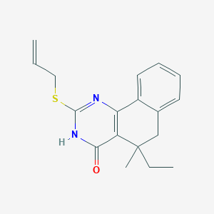 molecular formula C18H20N2OS B11035486 2-(allylsulfanyl)-5-ethyl-5-methyl-5,6-dihydrobenzo[h]quinazolin-4(3H)-one 