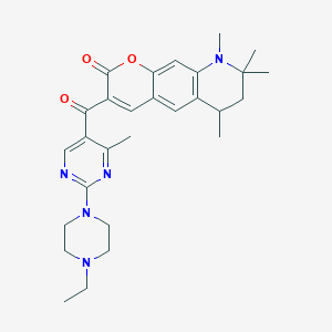 3-{[2-(4-ethylpiperazino)-4-methyl-5-pyrimidinyl]carbonyl}-6,8,8,9-tetramethyl-6,7,8,9-tetrahydro-2H-pyrano[3,2-g]quinolin-2-one